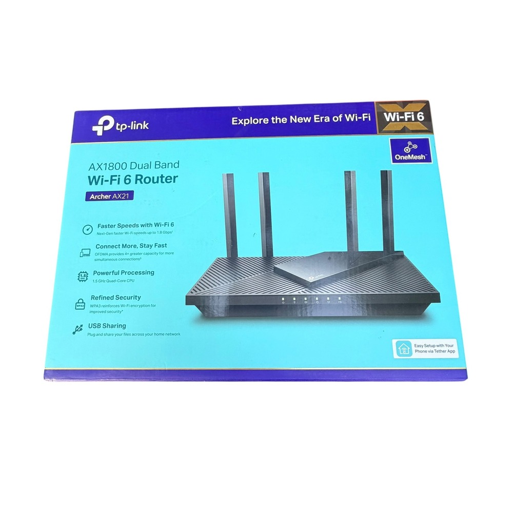 TP-Link‎ Archer AX21 AX1800 Dual Band Wi-Fi 6 Wireless Router OneMesh Black